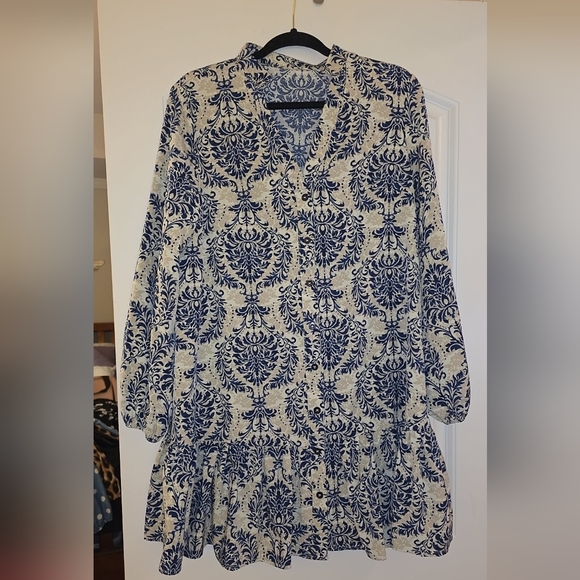 SHEIN Blue and Beige Floral Dress - Picture 4 of 4